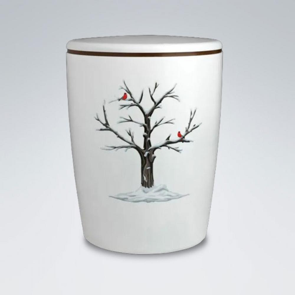 Urne Solid Line 01112 weiss mit Orchidee